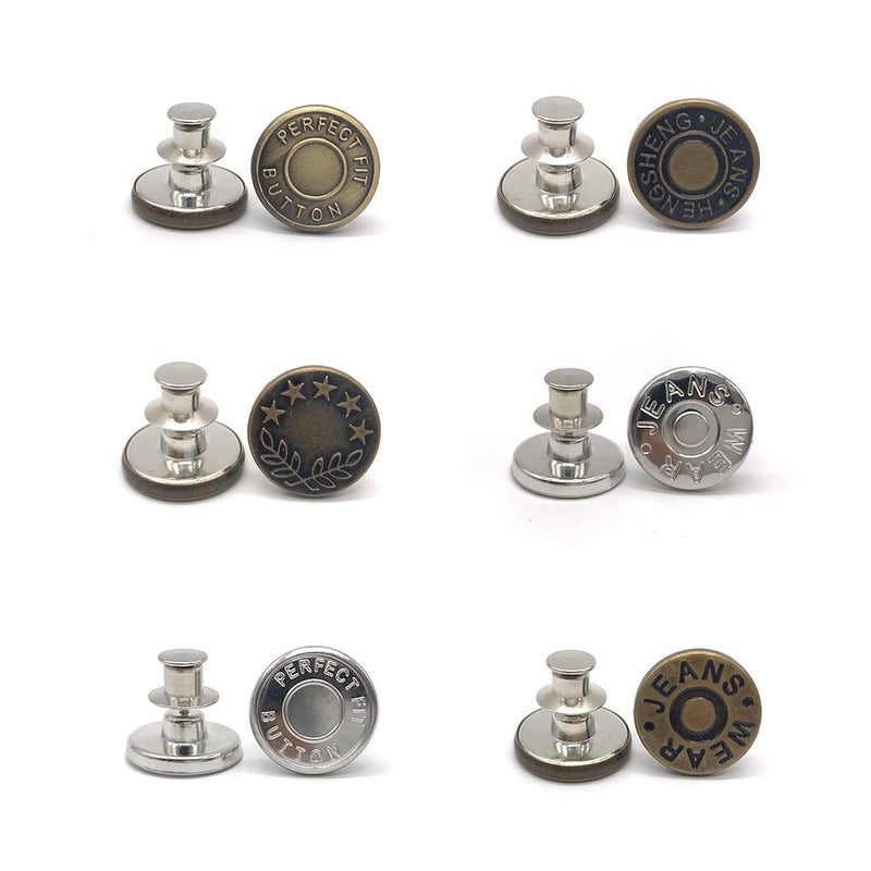 Lohas Select 6 Pcs Instant Jean Button Pins,Adjustable Pant Waist Tightener,No Sew and No Tools for Pants, Simple Installation, Reusable and Adjustable(Style 1) - Image 2
